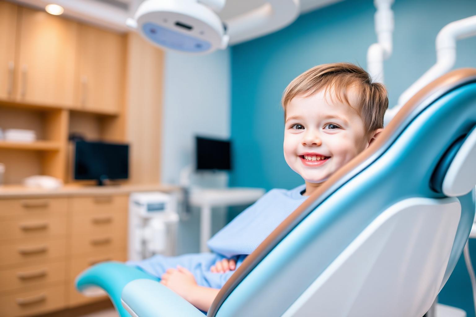Smiling child during a pediatric dental visit in Canton, Ohio